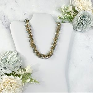 LOFT Stone Cluster Ribbon Tie Statement Necklace